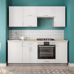 Kitchen modular set melamine color - white, countertop - beige marble 200x47x84.8cm Hm2470.02