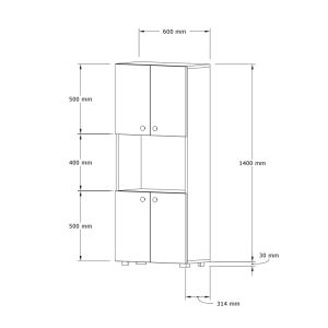 Kitchen cabinets Güzel in white color 60x31.4x140cm