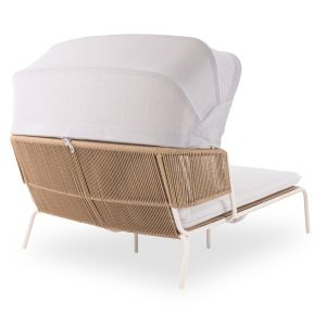 Кушета с палатка Sanctum Sm6404.01 алуминий цвят слонова кост - бежова ракита - бяла палатка 146x168x80в