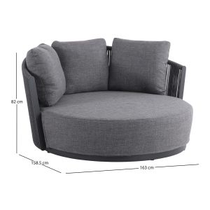 Кушетка серия Lorien Sm6413.02 алуминиеви въжеви възглавници, синьо 163x158.5x82h