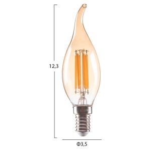 Led Lamp Hm4047,02 with Filament 6w E14 3000k Gold Dimmable