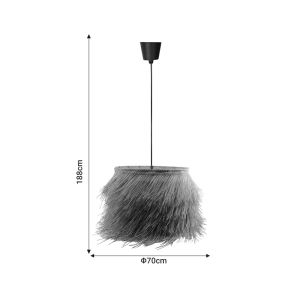 Ceiling lamp Hairy natural rattan boho style D70x188cm