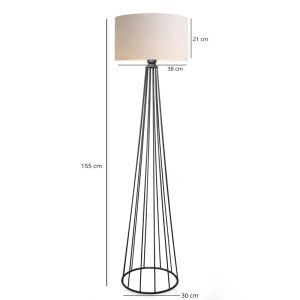Lamp Firdo I E27 fabric cream - metal black 38x121cm