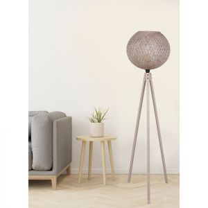 Beige lantern with wooden stand and rope cap Hm7376,01 D38x145