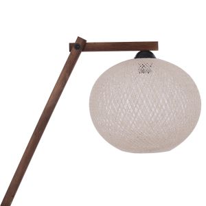 Lantern with wooden stand, walnut color and beige cap 40x30x160y Hm7701,01