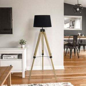 Tripod lantern with wooden stand D34-41x65x145cm