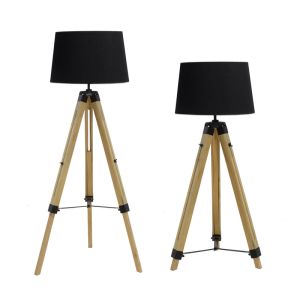 Tripod lantern with wooden stand D34-41x65x145cm