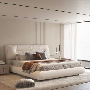 Легло Ascott с място за съхранение Sm736.03 кремав плат - за матрак 160x200см.