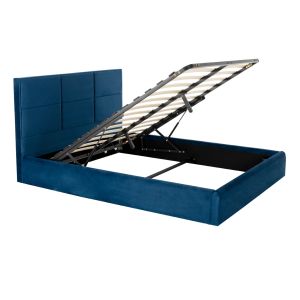 Легло Briley Hm583,08 синьо кадифе с място за съхранение 160x200cm