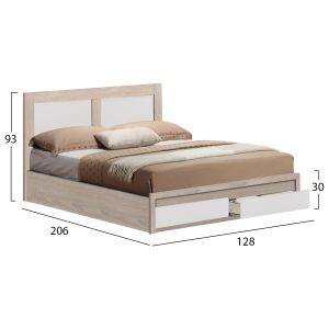 Легло Capri Hm665,06 в сонома-бяло с 2 чекмеджета за матрак 120x200cm