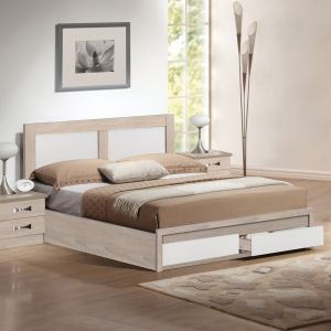 Легло Capri Hm665,06 в сонома-бяло с 2 чекмеджета за матрак 120x200cm