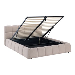 Jeby beige bed with fabric and storage space 160x200cm