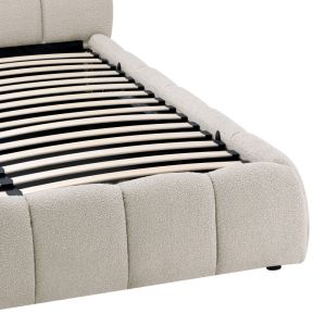 Jeby cream bed with fabric and storage space 160x200 cm