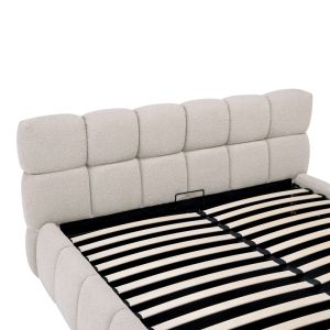Jeby cream bed with fabric and storage space 160x200 cm