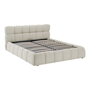 Jeby cream bed with fabric and storage space 160x200 cm