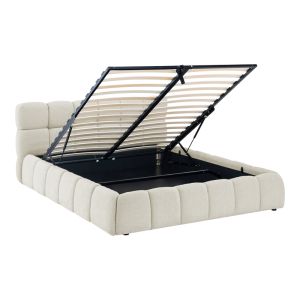 Jeby cream bed with fabric and storage space 160x200 cm