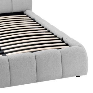 Jeby bed gray with fabric and storage space 160x200 cm
