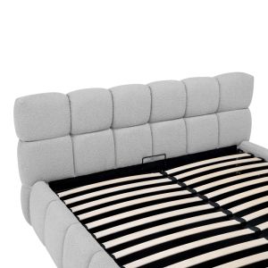 Jeby bed gray with fabric and storage space 160x200 cm