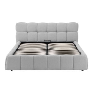 Jeby bed gray with fabric and storage space 160x200 cm