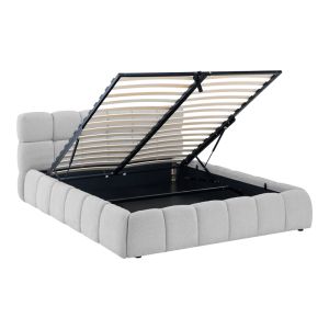 Jeby bed gray with fabric and storage space 160x200 cm