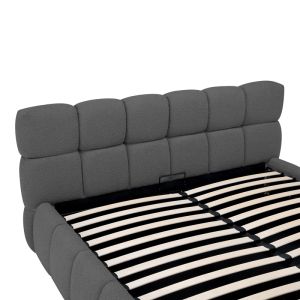 Jeby dark gray fabric bed with storage space 160x200cm