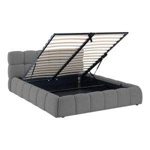 Jeby dark gray fabric bed with storage space 160x200cm