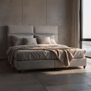 King-size bed Milo made of beige fabric Hm628.32 for a mattress 180x200cm.