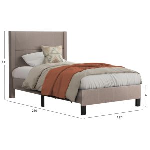 Легло Trillop Hm667.15 бежов плат - за едноспален матрак 120x200см