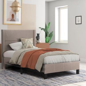 Легло Trillop Hm667.15 бежов плат - за едноспален матрак 120x200см