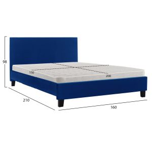 Легло с матрак Becca Hm21283.07 синьо кадифе - матрак 150x200см