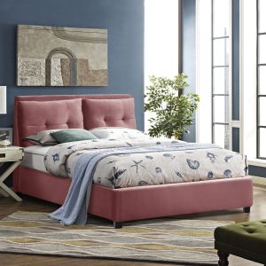 Легло с матрак Billie Hm21284.05 пепел от рози кадифе - матрак 160x200см