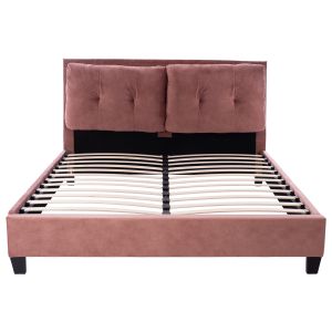 Легло с матрак Billie Hm21284.05 пепел от рози кадифе - матрак 160x200см