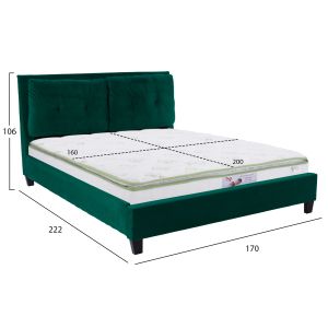 Легло с матрак Billie Hm21284.06 сиво-зелено кадифе-матрак 160x200см