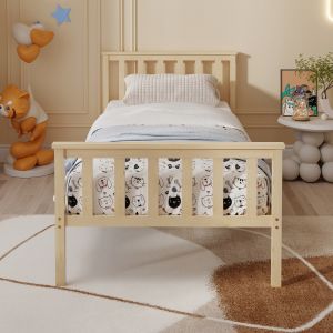 Легло с матрак Gimly Hm21300 борова дървесина в естествен цвят за матрак 90x190см