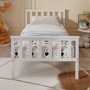 Легло с матрак Gimly Hm21300.01 борова дървесина в бял цвят за матрак 90x190см