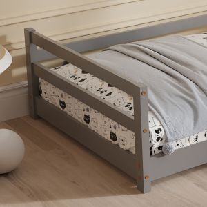 Легло с матрак Houser Hm21301.01 борова дървесина в сив цвят -- матрак 90x190см
