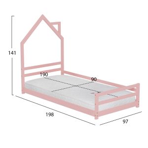 Легло с матрак Houser Hm21301.02 борова дървесина в розов цвят -- матрак 90x190см