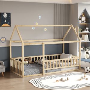 Bed with mattress Houser Hm21315 pine wood in natural color - mattress 90x190cm
