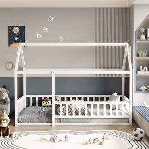 Bed with mattress Houser Hm21315.01 pine wood in white - mattress 90x190cm
