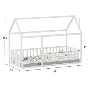 Bed with mattress Houser Hm21315.01 pine wood in white - mattress 90x190cm