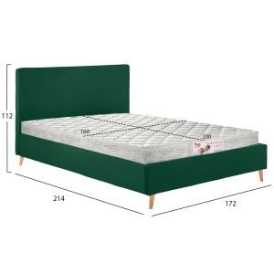 Легло с матрак Indra Hm21280.04 кипаросово зелено кадифе - матрак 160x200см