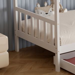Легло с матрак Klarice Hm21305.01 борова дървесина в бял цвят -- матрак 90x190см