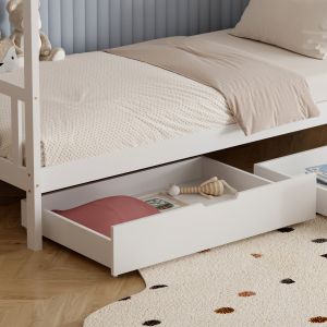 Легло с матрак Klarice Hm21305.01 борова дървесина в бял цвят -- матрак 90x190см