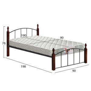 Bed with mattress Makai Hm21330 metal and wood in walnut - mattress 90x190cm