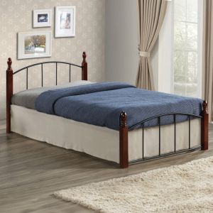 Bed with mattress Makai Hm21330 metal and wood in walnut - mattress 90x190cm