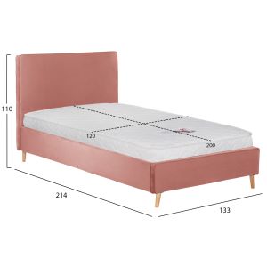 Легло с матрак Maylin Hm21281.01 пепел от рози кадифе - матрак 120x200см