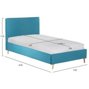 Легло с матрак Maylin Hm21281.02 тюркоазено (синьо-зелено) кадифе - матрак 120x200см