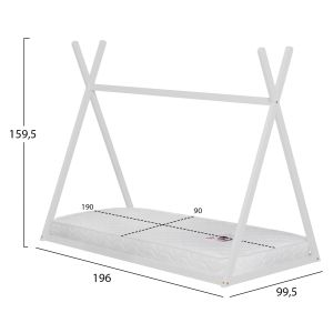 Легло с матрак Munk Hm21306.01 борова дървесина в бял цвят -- матрак 90x190см