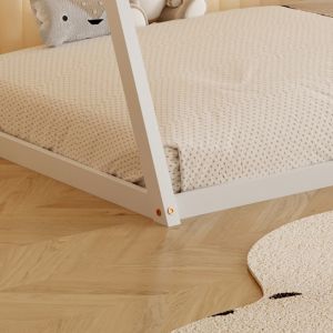 Легло с матрак Munk Hm21306.01 борова дървесина в бял цвят -- матрак 90x190см