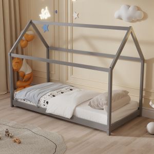 Легло с матрак Pepe Hm21302.02 борова дървесина в сив цвят -- матрак 90x190см